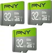 PNY 32GB Elite Class 10 U1 microSDHC Flash Memory Card 3-Pack - 100MB/s, Class