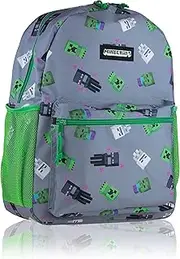 [Minecraft] Teen Backpack, Grey, Dimensions: Approx. 30 x 14 x 40 cm (L x W x H), Gray, Maße: ca. 30 x 14 x 40 cm (LxBxH), Games, Gray, Maße: ca. 30 x 14 x 40 cm (LxBxH), Games