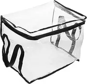 SHOWERORO Portable Transparent Book Bag Clear Storage Container Waterproof Foldable Organizer Large Capacity Book Holder for Students and Home Use