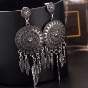 DREAM CATCHER FASHION FEATHER LEAF DANGLE DROP EARRINGS