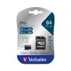 【Verbatim 威寶】MicroSDXC Pro 64GB V30 U3 UHS-I 4K記憶卡(47042)