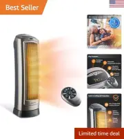 Digital Ceramic Tower Heater - Adjustable Thermostat, Timer, Remote Control - 23
