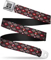 [Buckle-Down] Seatbelt Belt - Mini Navajo Black/Gray/Red/White - 1.0" Wide - 20-36 Inches in Length