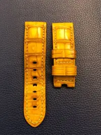 在飛比找Yahoo!奇摩拍賣優惠-panerai 沛納海 原廠黃色鱷魚皮錶帶 24/22