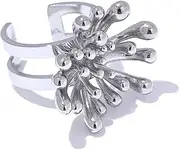 [Wozya] Stainless Steel Flower Fireworks Open Ring Rust Proof Metal Gold Color Personalized Jewelry Gift Yh3017A Steel