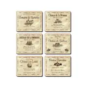 Cinnamon Cork Backed Coasters Set of 6 Wine Labels