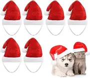 Beiabang 6 Pcs Dog Cat Pet Santa Hat Christmas Pet Costumes Santa Hat Pet Christmas Photo Props with a Christmas Drawstring Gift Bag for Puppy Kitten Small Cats Dogs