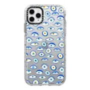 iPhone 11 Pro Max Impact Case blue all seeing eye summer holiday pattern on clear