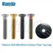 Titanium Bolt 1 1/8" MTB Bike Headset Stem Top Cap Cover+M6X35 Carbon Gloss Matt