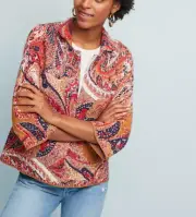 Anthropologie Moth XS Paisley Intarsia Sweater Blazer Knit Cardigan Boho NWT