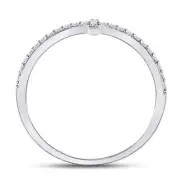 10kt White Gold Womens Round Diamond Cross Stackable Band Ring 1/6 Cttw