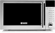 Haden 20L Digital Stainless Steel Microwave Oven - 800W, Compact Microwave, 5 Power Levels, Auto Defrost & Child Lock, Easy Clean Interior - 24.5cm Glass Turntable