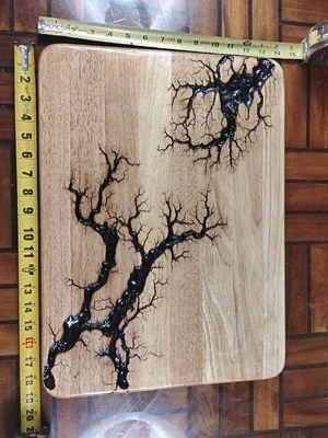Lichtenberg Fractal Burned Solid Maple Signed 14" X 19" X 0.75" Clear Coat Nice