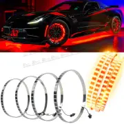 For Chevrolet Corvette C6 4PCS 15'' RGB LED Wheel Ring Rim Lights Kit Bluetooth