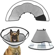 Winmany Dog Cone Collar for Large,Medium Small Dog, Pet Recovery Collars for After Surgery Stop Paw Licking, Adjustable Anti Scratch Neck Collar of Shame for Dogs, Elizabethan Collar (Grey, Medium)
