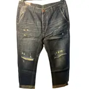 NWT Man x One Teaspoon Men's Cropped Jean Indigo Mr Browns Distressed 34R