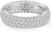 [BeFab] Silver Micro Paved Bridal Wide 5mm Full Eternity Wedding Band Accented Anniversary Infinity Promise Ring