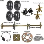 810mm ATV Go Kart Rear Axle Kit Sprocket Hub 8" Wheels Brake Assembly Quad Buggy
