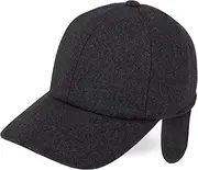 [BLUECHOLON] Winter Hat with Ear Flaps Adjustable 100% Polyester Wool Effect Winter Hat with Ears Dark Grey 60cm, Darkgray, 60