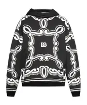 Dolce Gabbana Bandana Printed Drop Shoulder Hoodie IT52,IT50,IT48,IT46 Black