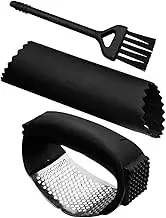 Garlic Mincer - Ginger Press Garlic Smasher Presser,2 in 1 Crusher with Cleaning Brush, Ergonomic Handle Dishwasher Safe Kitchen Gadgets for Effortless Smashing