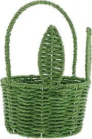 SOLUSTRE Handwoven Bunny Shape Storage Basket for Flowers and and Versatile Wicker Picnic Basket with Playful Ears for present Giving and Organizing Green