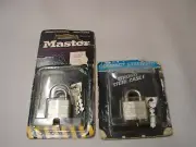 Lot of 2 - 10D MASTER Small Cabinet/Luggage Padlocks With Keys