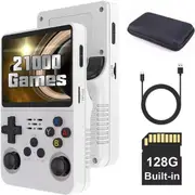 R36S Retro Handheld Video Game Console 3.5 Inch IPS Screen 128Gb White