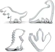 Dinosaur Cookie Cutters Set,4Piece Dinosaur Sandwich Cutters,Food Grade Stainless Steel Cookie Cutter - Dinosaur