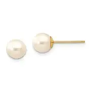 14K Yellow Gold 6mm Freshwater Cultured Pearl Stud Earrings Madi K Kid's Jewelry