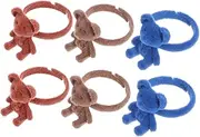 Cabilock 6pcs Flocked Bear Ring Rings Sweet Cartoon Ring Flocked Bear Ring Sweet Adjustable Bear Jewelry Adjustable Cartoon Jewelry Adjustable Bear Ring Cartoon Bear Ring Alloy