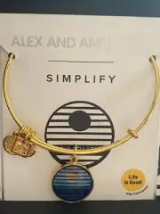Alex and Ani Blue Charity by Design Simplify Yellow Gold Wrap Bangle Bracelet