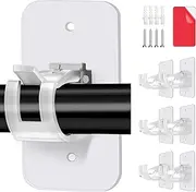 Transparent No Drill Curtain Rod Brackets, 6PCS Adhesive Curtain Rod Holder Hooks, 3M Curtain Rod Brackets Easy Hanger Clamp with Screws, Drapery Hook Wall Mount Brackets for Home Hotel Blinds