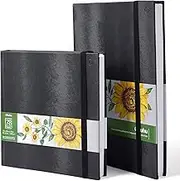 Ohuhu Marker Pads Art Sketchbooks, 2-Pack 21x21cm & 21x30cm, 120 LB/200GSM Smooth Drawing Papers, Each Size Holds 78 Sheets/156 Pages, Hardcover Sketch Book, Specially Designed for Alcohol Markers