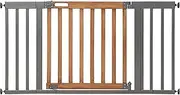 Summer West End Extra Wide Safety Pet and Baby Gate, 36"-60" Wide, 30" Tall, Pressure or Hardware Mounted, Install on Wall or Banister in Doorway or Stairway, Auto Close Door - Oak Wood and Metal