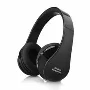 LUD Foldable Wireless Bluetooth Stereo Headset Handsfree Headphones Mic for iPhone iPad PC Black