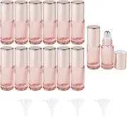 Kesell 14 Pack 5ml Roller Bottles Clear Pink Empty Refillable Glass Sample Vial with Stainless Steel Balls for Essential Oil Perfume Aromatherapy, 4 Funnels + 1 Opener