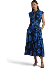 [Cue] Camellia Zip Front Midi Dress in Blue