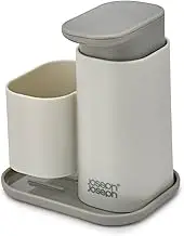 Joseph Joseph Duo Soap Dispenser with Sponge Holder, Hand Detergent Dispenser for Kitchen Sink, Grey