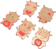 SHINEOFI Spring Festival 10pcs Cartoon Cattle Design Envelopes New Year Decorations Chinese New Year Envelopes Party Favors Golden Material