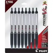 Pilot Rolling Ball Pen Precise V5 RT Retractable Silver Metal, Pack of 8 26079