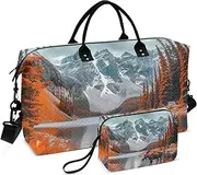 [YXYZRMY] Moose Landscape Autumn Moutain Travel Duffel Bag Gym Bag Sports Tote Bag with Multiple Interior Pockets Shoulder Weekender Bag for Women Men with Toiletry Bag 20.5”x 7.9”x 13.8