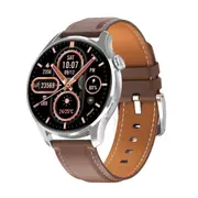 1.32 Inch Heart Rate Monitoring Smart Watch With Payment Function Silver Leather Smart Watches
