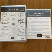Stampin Up TIME FOR TEA Stamp Set & SPOT OF TEA Framelits Dies Set Bundle