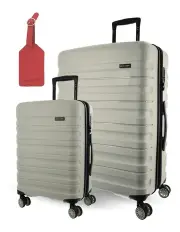 [PIERRE CARDIN] Grande Hard Shell Large and Cabin 2-Piece Set + Luggage Tag in Snow