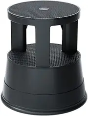 [GUDAJIN] Rolling Step Stool, Movable Step Stool, Library Stool with Anti-Slip Platform, Portable Round Step Stool with Wheels, Step Stool Suitable for Kitchen, Library, Office, Garage (Black)