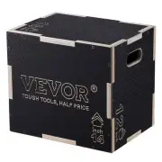 VEVOR 3 in 1 Plyometric Jump Box, 16/14/12 Inch Wooden Plyo Box, Platform & J...