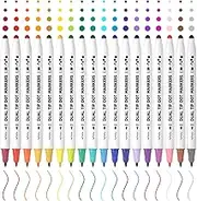 Dot Markers, Shuttle Art 18 Colours Dual Tip Dot Marker Pens for Kids Adults, Metallic & Classic Colours, 0.5-1mm Fine Tip and Flexible Dot Tip for Journaling, Lettering, Highlighting, Illustration, DIY Crafts, Scrapbooks