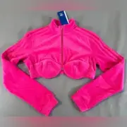 Size Small Adidas Originals x Jeremy Scott Women's Crop Track Top, Solar Pink.