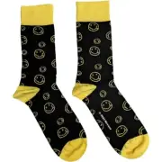 Nirvana Outline Happy Faces Socks Black New